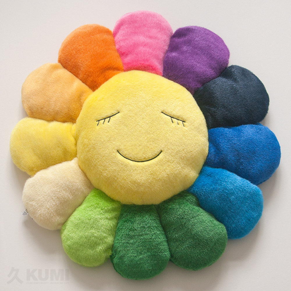 Takashi Murakami Sunflower Plush Pillow Rainbow White 30cm 