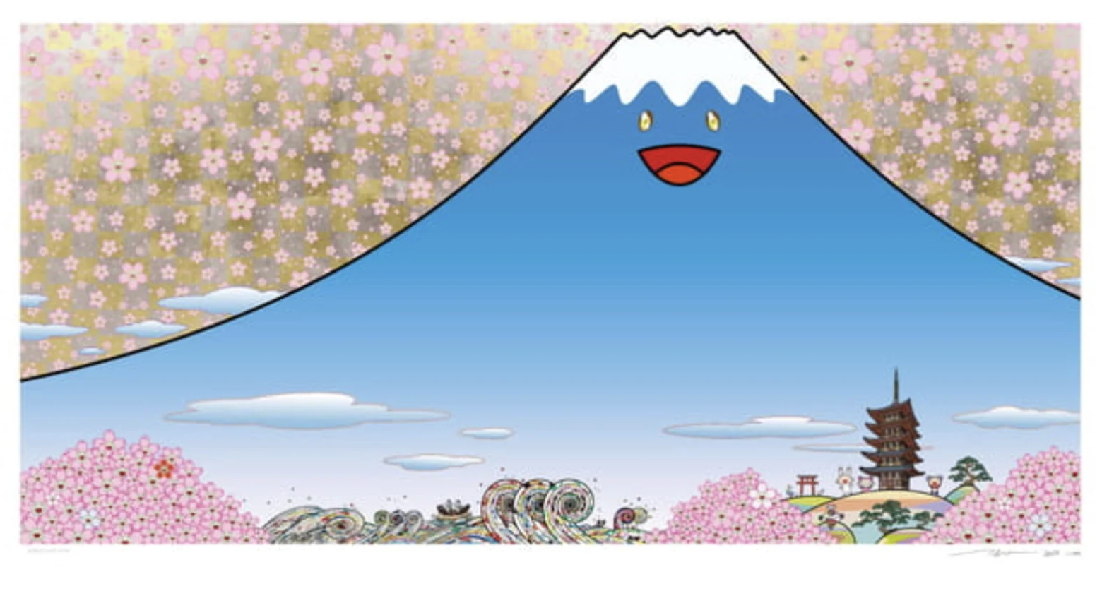 Takashi Murakami: Mount Fuji in Spring and Japan Seen from Kanagawa oki namiura